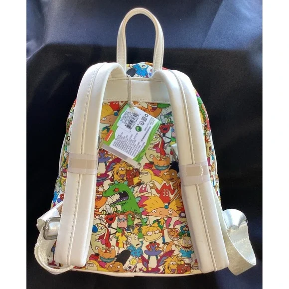 DAMAGED Loungefly Nickelodeon Cartoon Characters AOP Backpack NWT - Picture 2 of 3